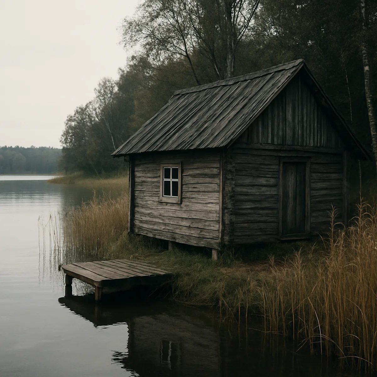 Vana puidust järveäärne maja